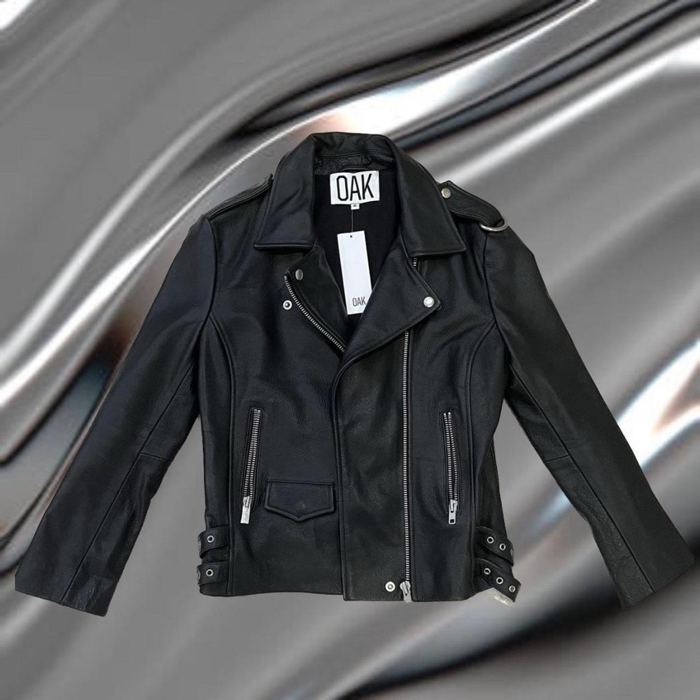 Ramones style OAK NYC Women’s Black Leather Jacket